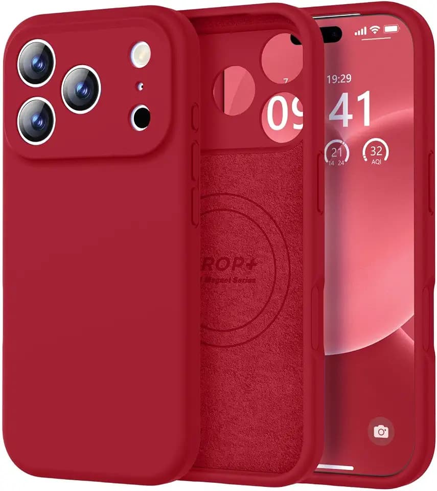 Vooii Magnetic for iPhone 17 Pro Max Case 6.9" Silicone, Red