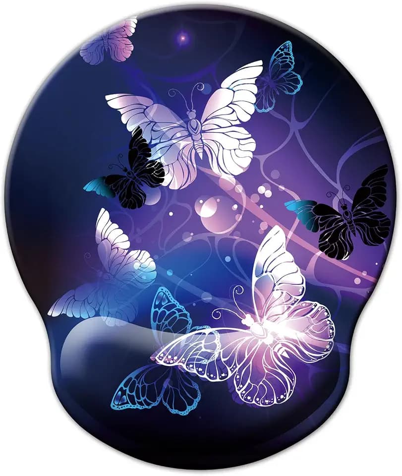 Mouse Pad with Wrist Support, Ergonomic Mouse Pad with Memory Foam Wrist Rest Cushion, Non-Slip Rubber Base Gaming Mice Pad for Home Office Computer Laptop, Butterfly
