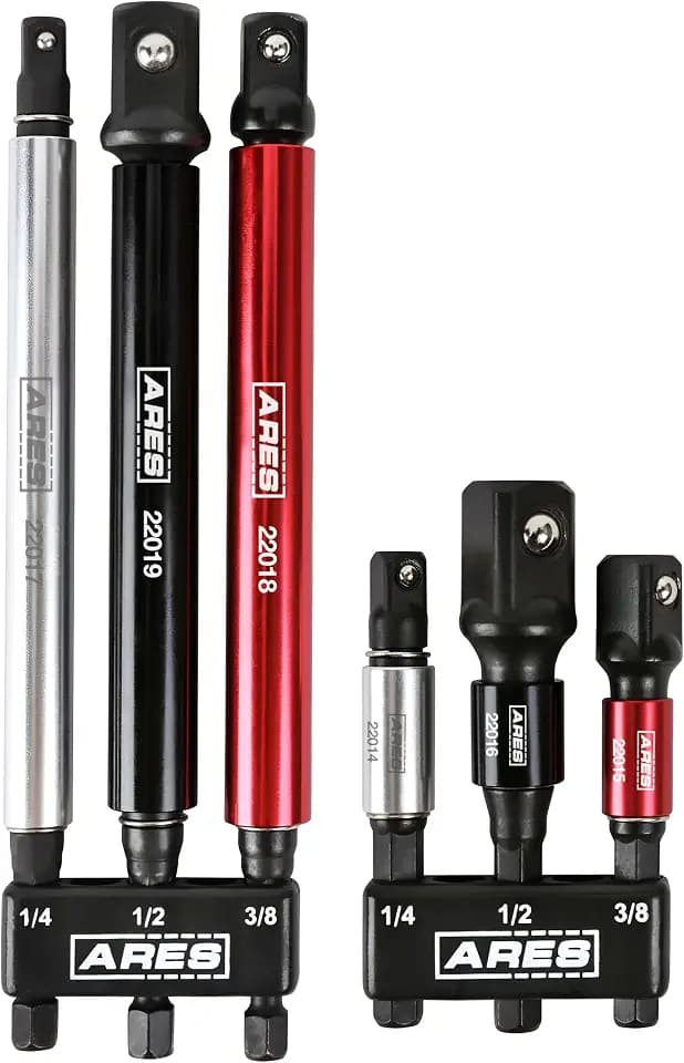 ARES Drill Socket Adapter Set, 6-Piece Impact Socket Adapters, 1/4 3/8 1/2