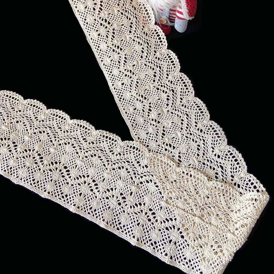 6.5 Yards x 6.1 Inch Hollowed Crochet Lace Trim Fabric, Beige