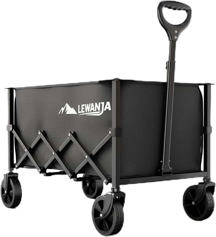 LEWANJA 100L Bollerwagen Faltbar, Schwerlast Handwagen mit 100kg Tragkraft & verstellbarem Griff, für Camping, Strand, Festivals & Einkauf