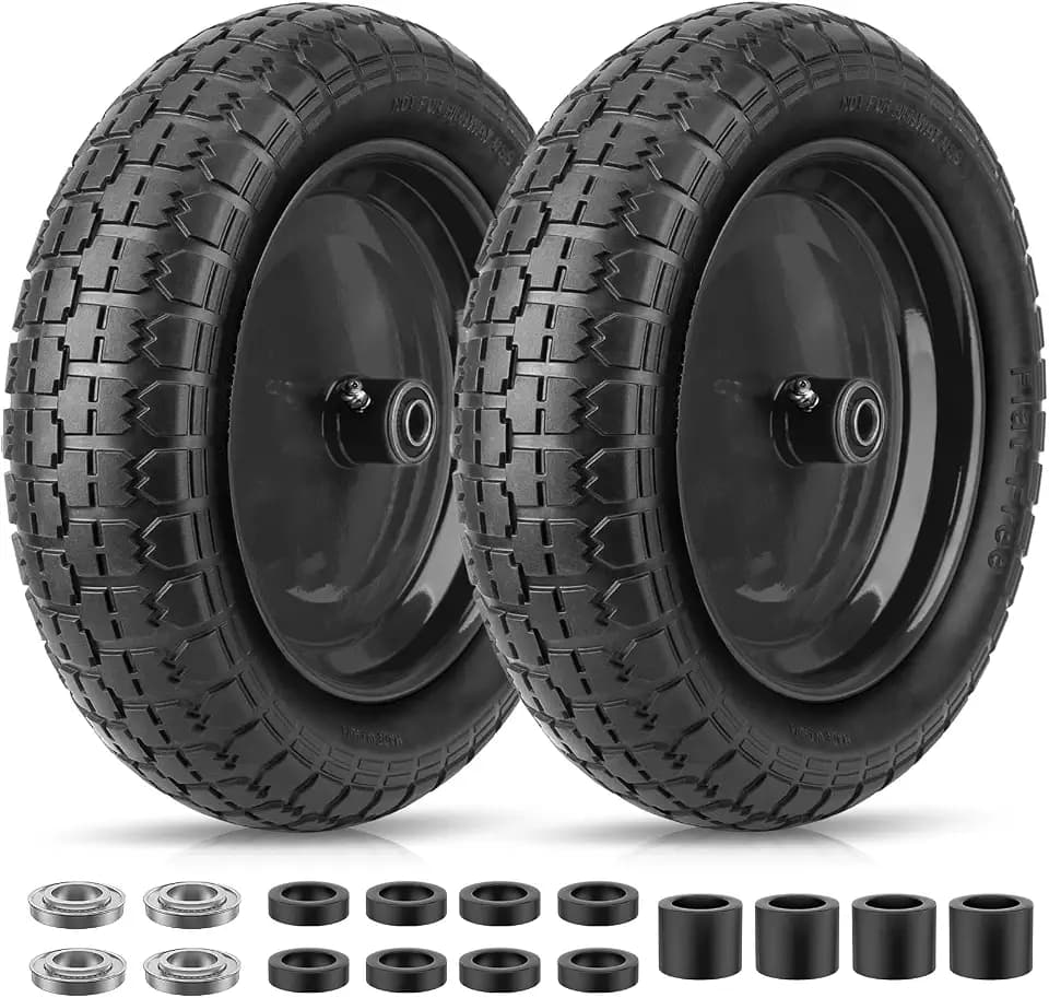 TICONN 4.80/4.00-8 Tire, 14.5" Flat Free Wheelbarrow Tire and Wheel