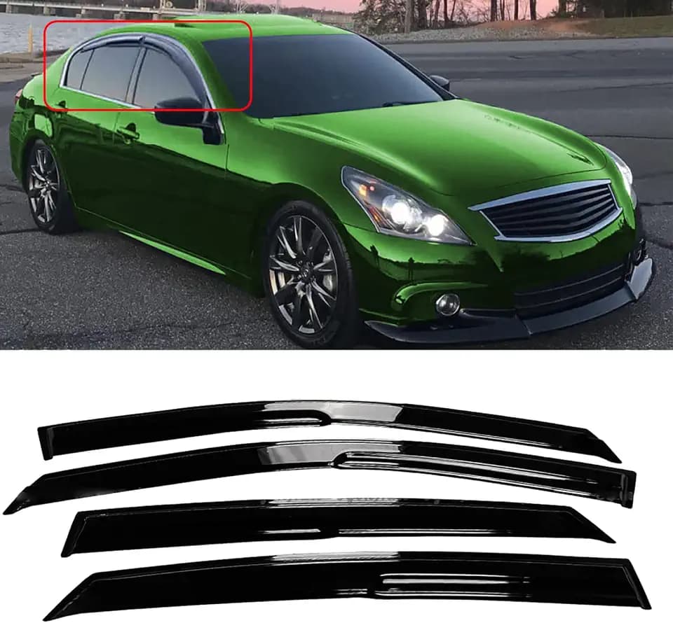 Tape-On Windows Visor 4-Piece for 2007-2015 Infiniti G35 G37 Rain