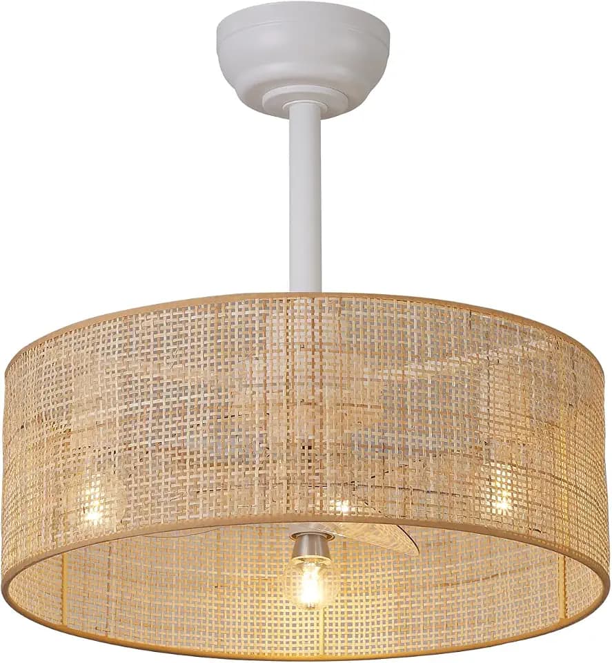 Boho Ceiling Fan with Light 20" Ceiling Fans with Lights and Remote Fandelier Flush Mount Ceiling Fan with Lights Boho Fandelier Ceiling Fan with 6 Speeds for Living Room Bedroom Nursery