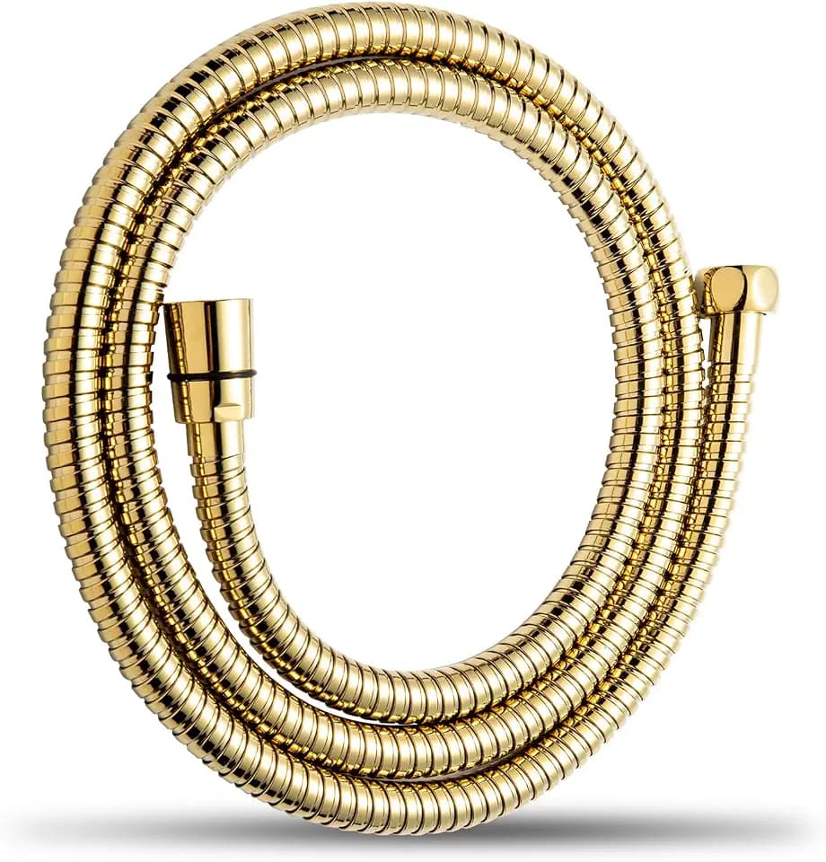 OFFO Shower Hose, 80 in Kink Free Stainless Steel Shower Hose Attachment Electroplating Handheld Shower Head Hose Flex Hoses Extension with Brass Insert & Nut for Pet Bathing Cleaning, Gold