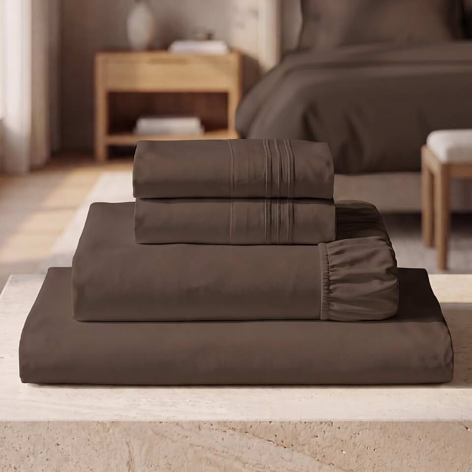 Mellanni Iconic 4-Piece, Ultra Soft Sheet Set (Full, Brown)