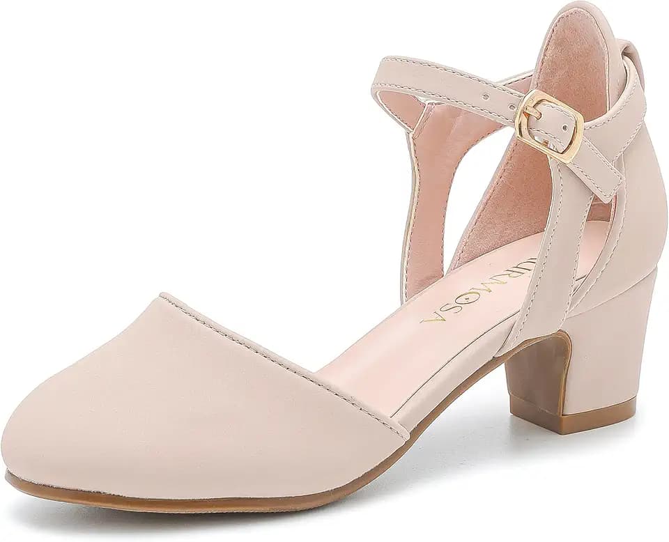 LAURMOSA Girls Dress Shoes Closed Toe Pumps High Heels for Little Big Kid