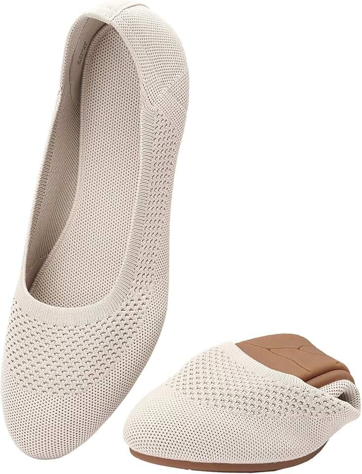 poemlady Women's Ballet Flats Slip On Knit Soft Round Toe Dress Shoes