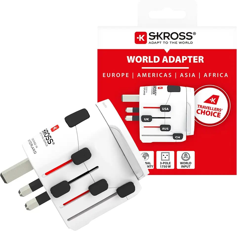 SKROSS - 1.103180 - Prolight - Set mit 2 universellen Reiseadaptern | Von und nach 250 Ländern – Spannung und Leistung: 100 V – 630 W / 250 V – 1575 W – Anti-Elektroschock-Schutz