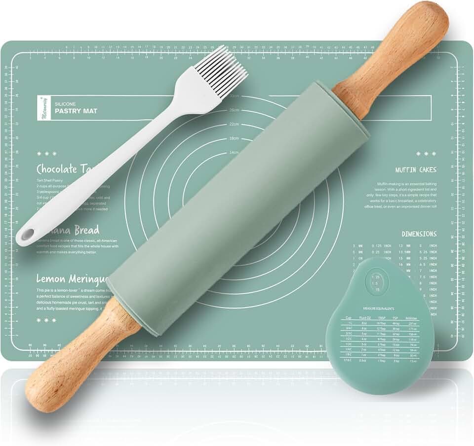 38cm nudelholz silikon & 60X40cm silikonmatte Kombi-Set