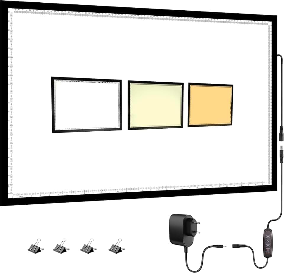 WELZK 7000 Lux High Bright leuchttisch A1, 3 Colors Light Pad. 10 Levels Dimming Diamond Painting leuchttisch, Tracing lichtpad, Zeichnung leuchtpad, etc.