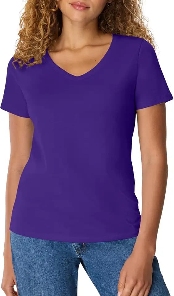 Hanes Women's Perfect-T V-neck T-shirt, Cotton Short Sleeve Tee for Women, 1 or 2-Pack