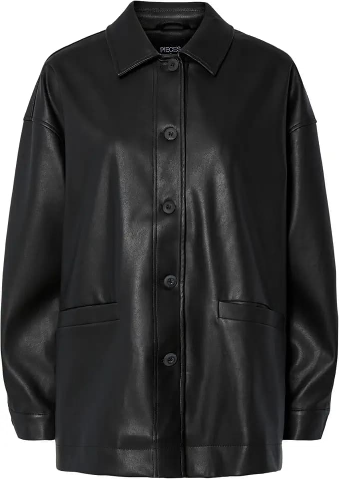 PIECES Damen Pcjamilla Pu Overshirt Pcjamilla Pu Overshirt (1er Pack)