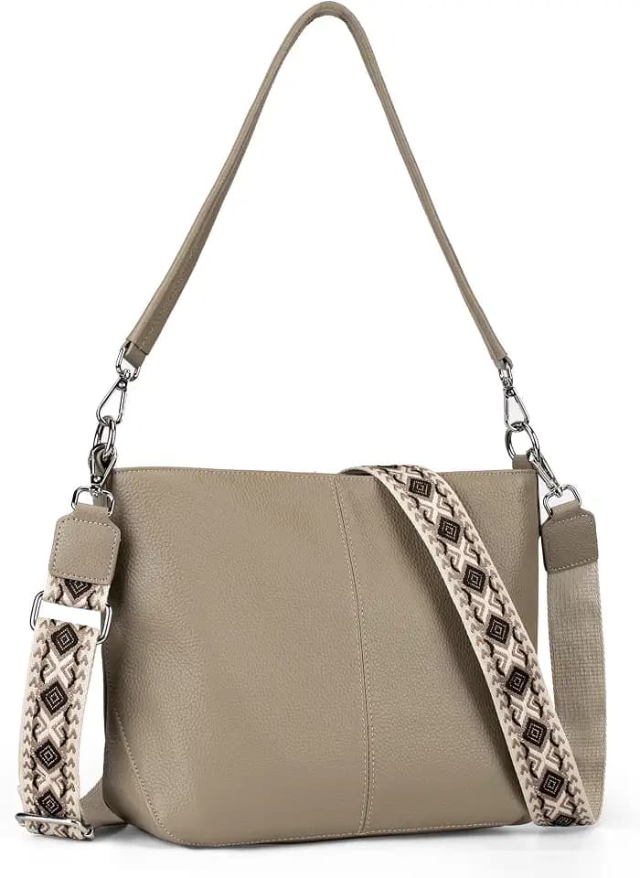 befen Umhängetasche aus echtem Leder für Damen, Schultertaschen für Damen, kleine Handtasche und Hobo-Tragetasche für Damen, mit 2 Riemen