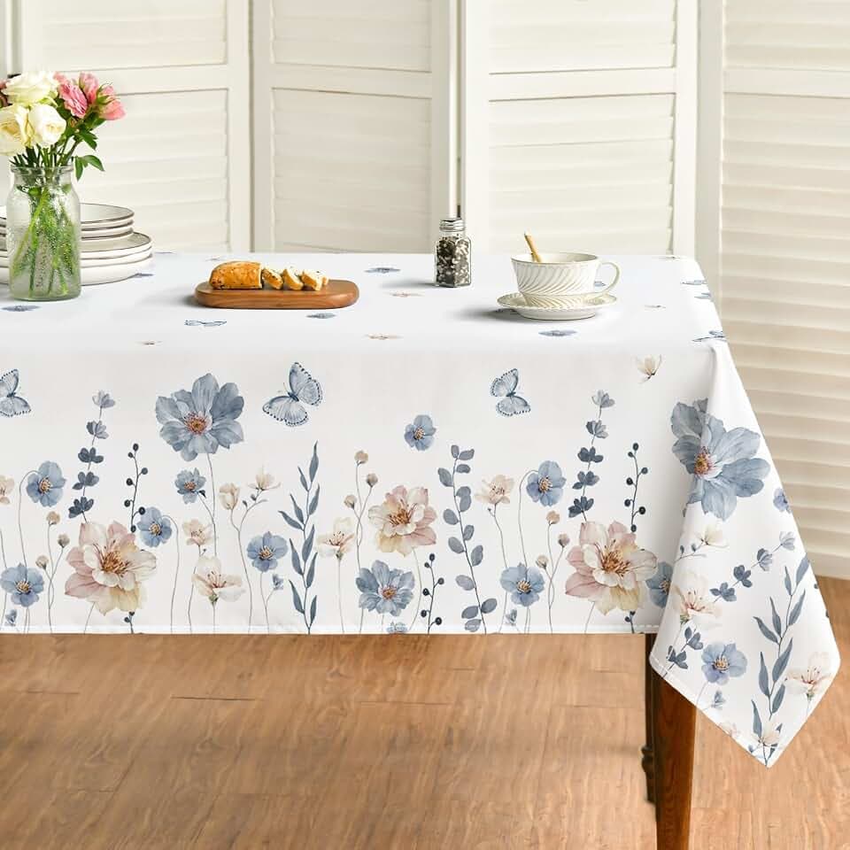 Horaldaily Spring Tablecloth 60 x 140 Inch Rectangular Watercolor Flowers