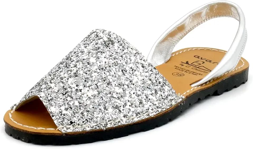 Avarca Damen Sandalen Glitzer Glitter Schuhe Leder Riemchen