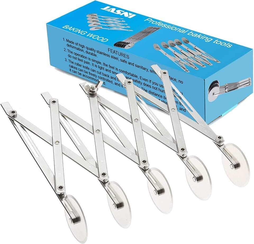 Pizzaschneider in Lebensmittelqualität aus Edelstahl mit mehreren Rädern, Teigteiler, Gebäckmesser, Backschneider (5, Rad)