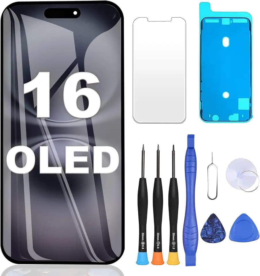 ZOETEC OLED for iPhone 16 Screen Replacement, Full HD Retina Display Support Face ID Touch Screen Digitizer Frame Assembly with Repair Tools Kit