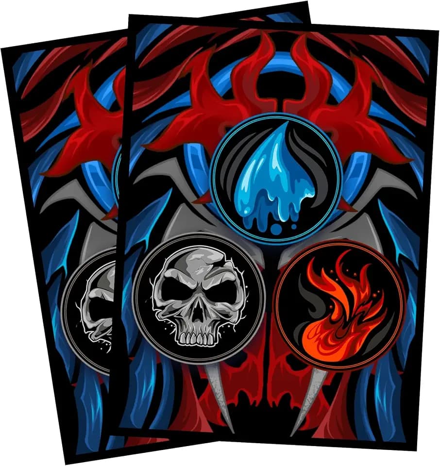 (Blue Black Red) 100% Hand-Drawn 100ct Textured Matte TCG/MTG Card Art Sleeves by Realm Guard