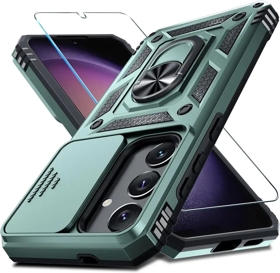 for Samsung Galaxy S25/S24 Case Built in Slide Camera Cover & Kickstand