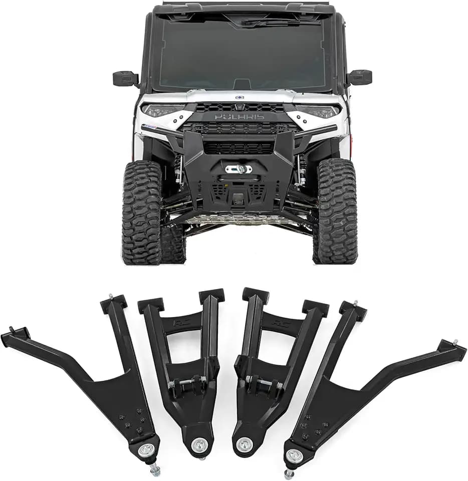 Rough Country High Clearance Aluminum Control Arms with 2" Forward Offset for Polaris Ranger XP 1000 (2021-2025) - Forged Aluminum Control Arms, Black Finish, 4-Pack