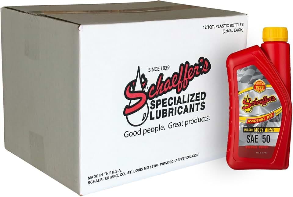 Schaeffer Manufacturing Co. 011050-012 Micron Moly Racing Engine Oil SAE 50, 1-Quart Bottle (Pack of 12)