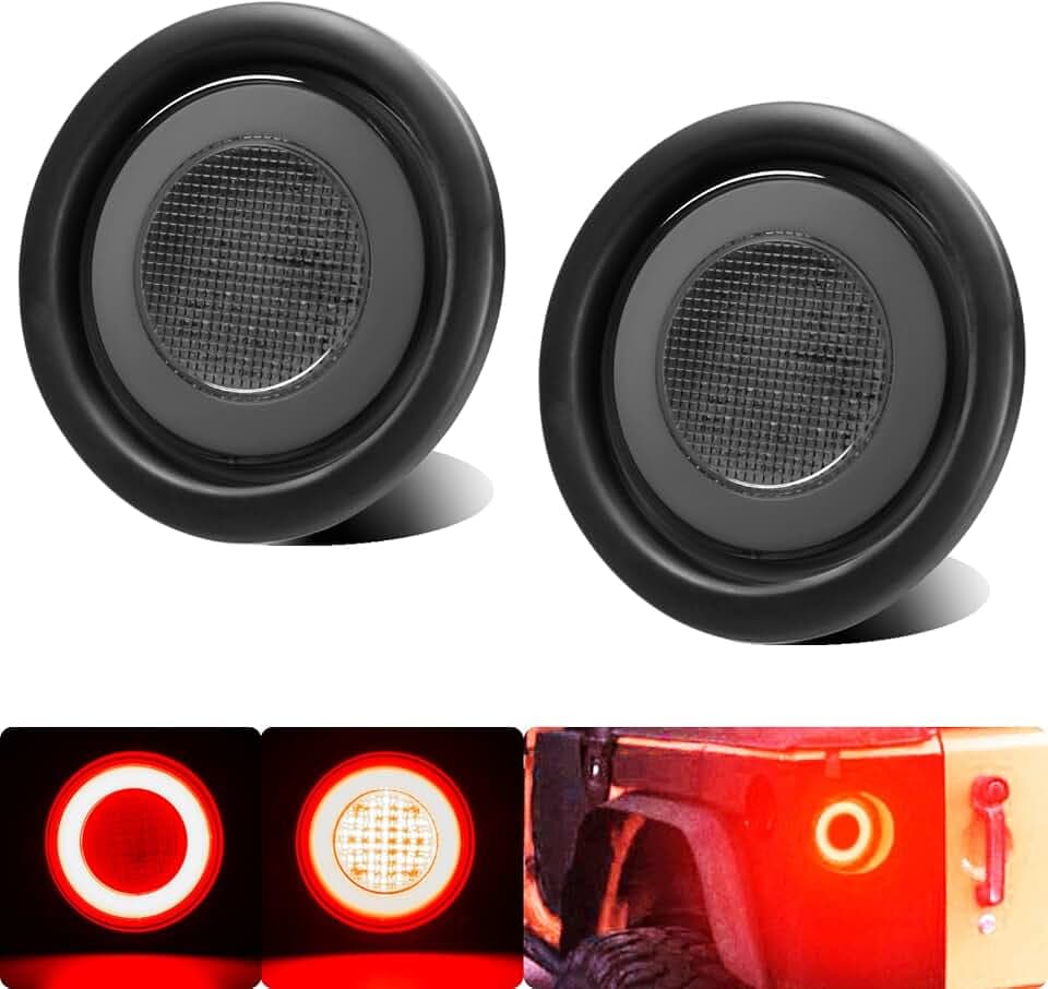 2x 4 round Red Halo Truck Stop/Turn LED Tail lights Smoked Lens