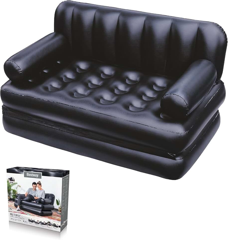 Bestway Pavillo 5-in-1 Couch Double-Size Luftbett, PVC, 188 x 152 x 64 cm, 75054-17, Schwarz