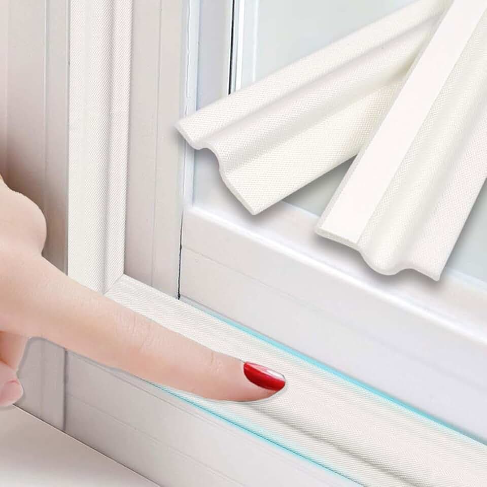 196 Inch Window Weather Stripping Door Seal Strip for Bottom and Side of Door-White,Self Adhesive PU Foam Weather Strip for Window and Door Insulation Soundproofing,Door Sweep for Interior Doors