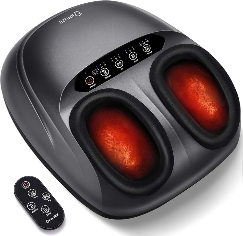Shiatsu Fußmassagegerät mit Wärme, Kneten, Rollen & Luftkompression, 2026 Fussmassagegerät Elektrisch für Plantarfasziitis & Neuropathie, 3 Wärme & 3 Modi Massage, Geschenke für Frauen Männer, Grau
