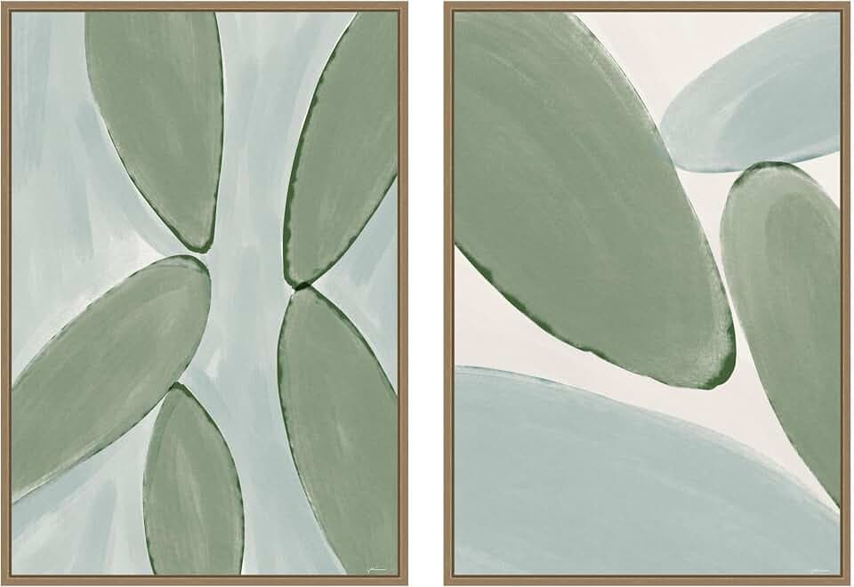 Kate and Laurel Natural Forms 01 & 02 2 Piece Framed Canvas Wall Art Set by Gabrielly Guedes, Sylvie Dark Gold Modern Contemporary, Abstract Art for Wall Decor