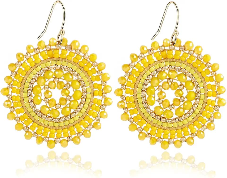 Perlenohrringe für Damen, Sommer, Perlen, Kristalle, Glasperlen, baumelnd, Bohemia, Strand, Statement-Ohrringe, Glas, Kein Edelstein