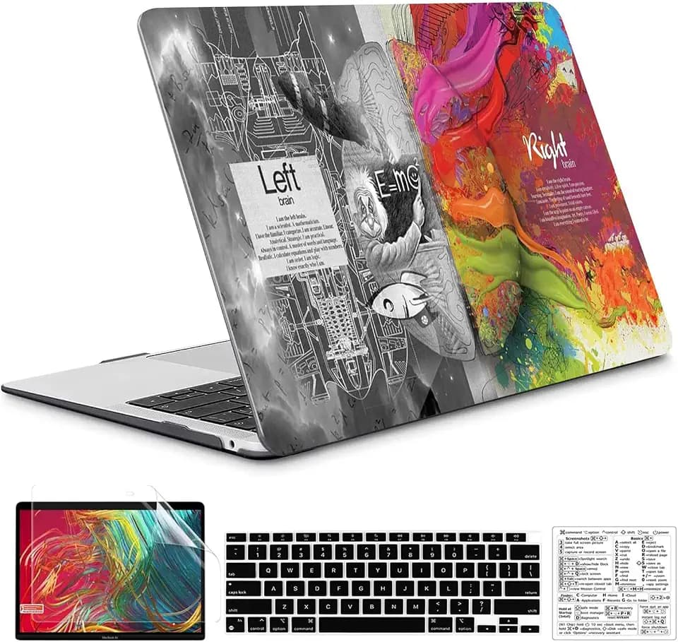 Compatible with MacBook Air 13 Inch Case 2022, 2021-2018 A2337 M1 A1932 A2179 Durable Hard Plastic Shell Case &Keyboard Cover&Mac OS Keyboard Sticker (Einstein's Brain)