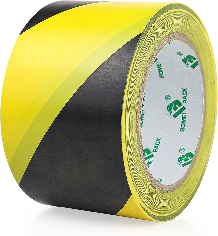 BOMEI PACK Warnklebeband Gelb Schwarz Warnband Gefahr Warnung PVC Für Bodenkennzeichnungen 33m (76mmx33m)