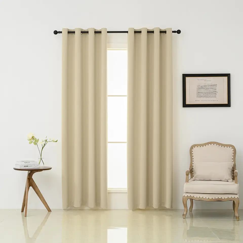 Pickluc Grommet Blackout Curtains 84 Inches Long 2 Panels, Light Blocking Window Drapes for Living Room, Thermal Insulated, Noise Reduction, Light Beige, 52" Wide x 84" Length