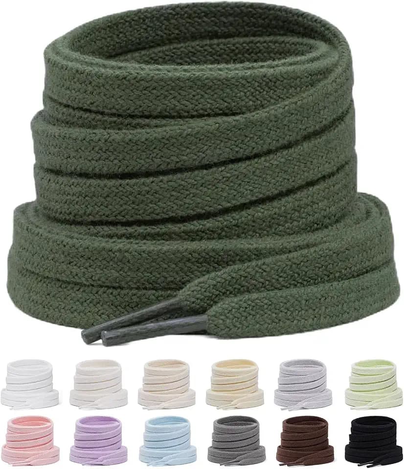 2 Pairs Flat Cotton Shoe Laces, 5/16" Shoelaces