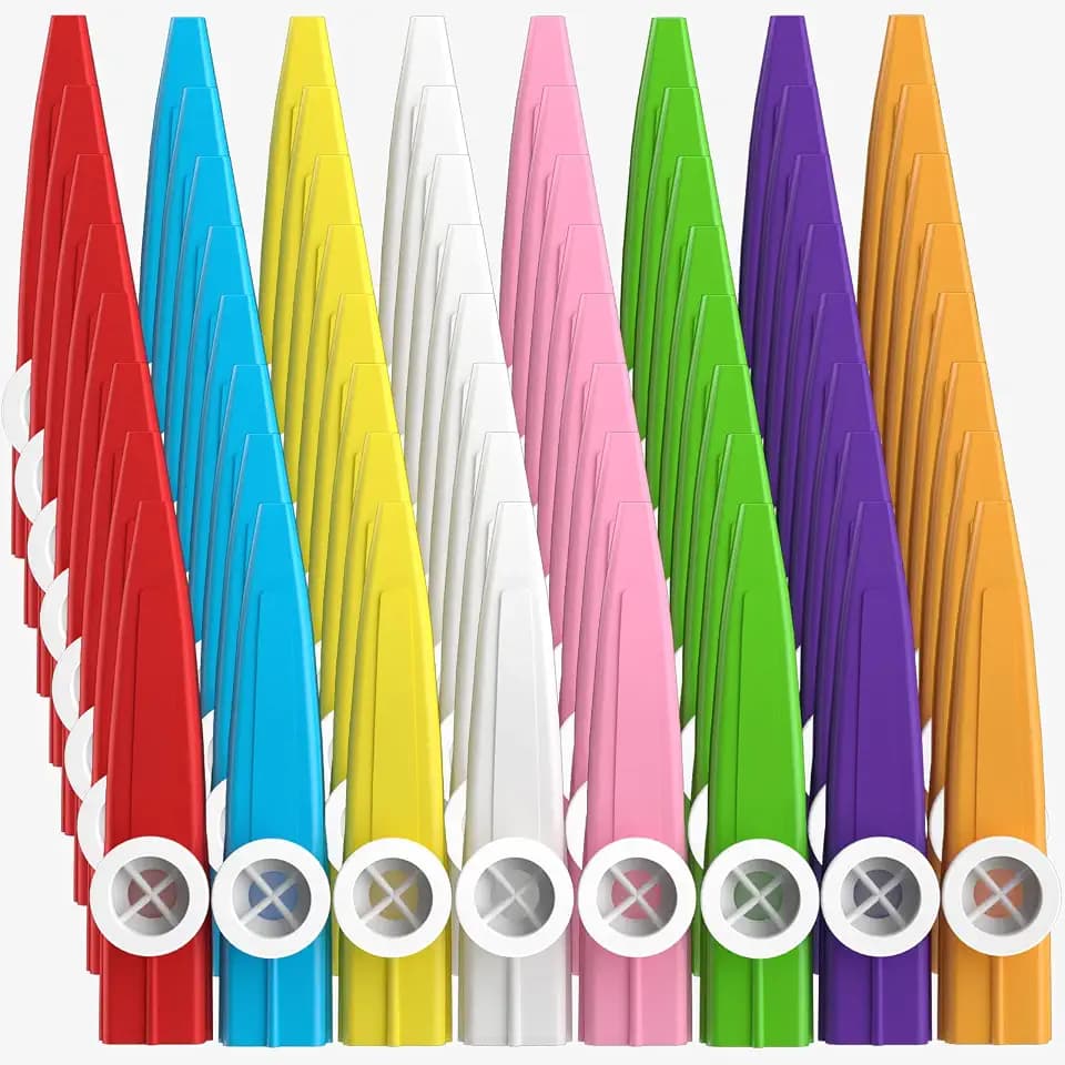 64 Pcs 8 Colors Plastic Kazoos for Kids Bulk, Children Birthday Party Bulk Gifts Game Prizes Early Childhood Educational Gifts Classrooms Musical Instrument