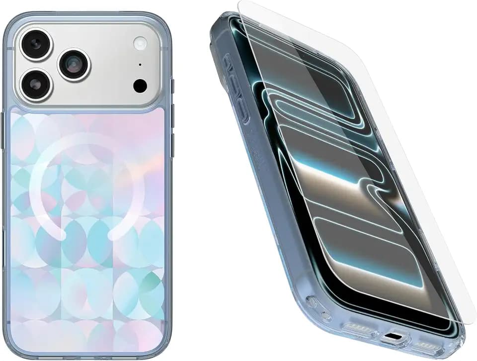OtterBox iPhone 18 Pro Max & iPhone 17 Pro Max (Only) Bundle: Symmetry Series+ Case & Screen Protector - Opal Prism (Clear/Multicolor) - Snaps to MagSafe - Ultra-Sleek - Raised Edges Protect Camera