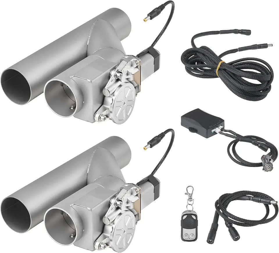 VEVOR Electric Exhaust Cutout, 2.5 Inch 2PCS Universal Stainless Steel Exhaust Valve Kit with One Controller Remote Kit, Cut Out Valve, Y Pipe, Remote Control, Fits Trucks, Sedans, Sports Cars, SUVs