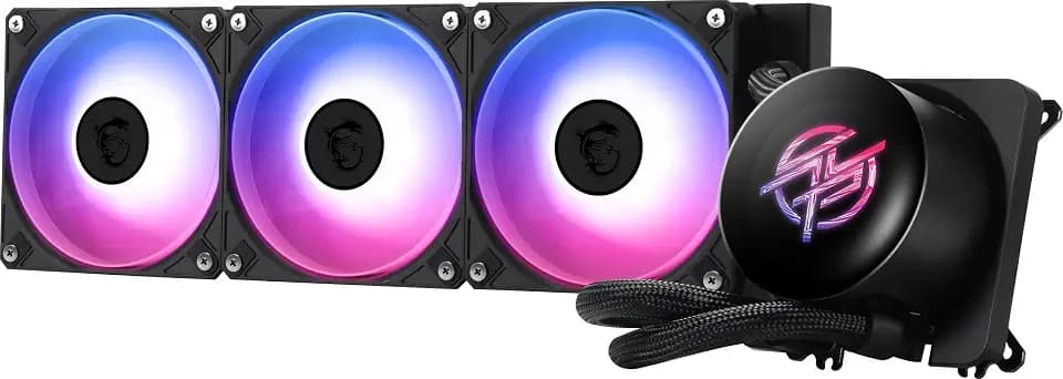 MSI MPG CORELIQUID P13 360 - AIO ARGB CPU Liquid Cooler - 360mm Radiator - LGA 1851 / AM5 Ready - IPS 2.1" LCD Screen - Triple 120mm ARGB PWM Fans - Uni Bracket - Black