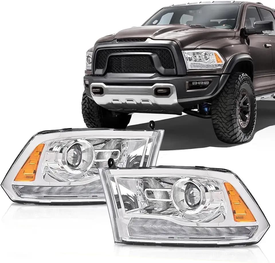 Pair Halogen Headlights For 2013-2018 Dodge Ram 1500 2500 3500