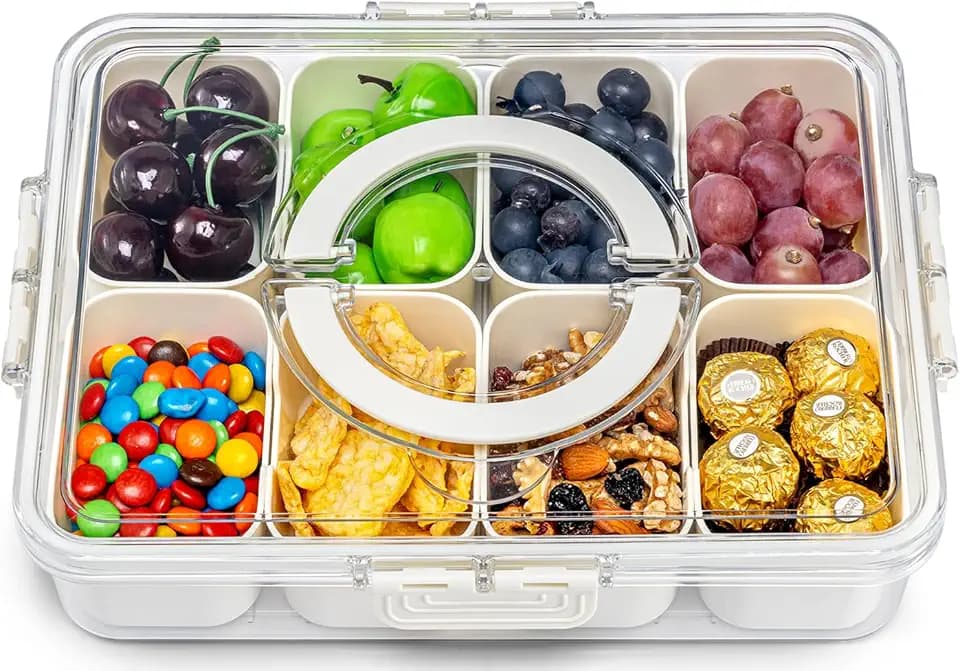 Pure Future 8-Compartment Snackle Box with Handle | Divided Snack Tray