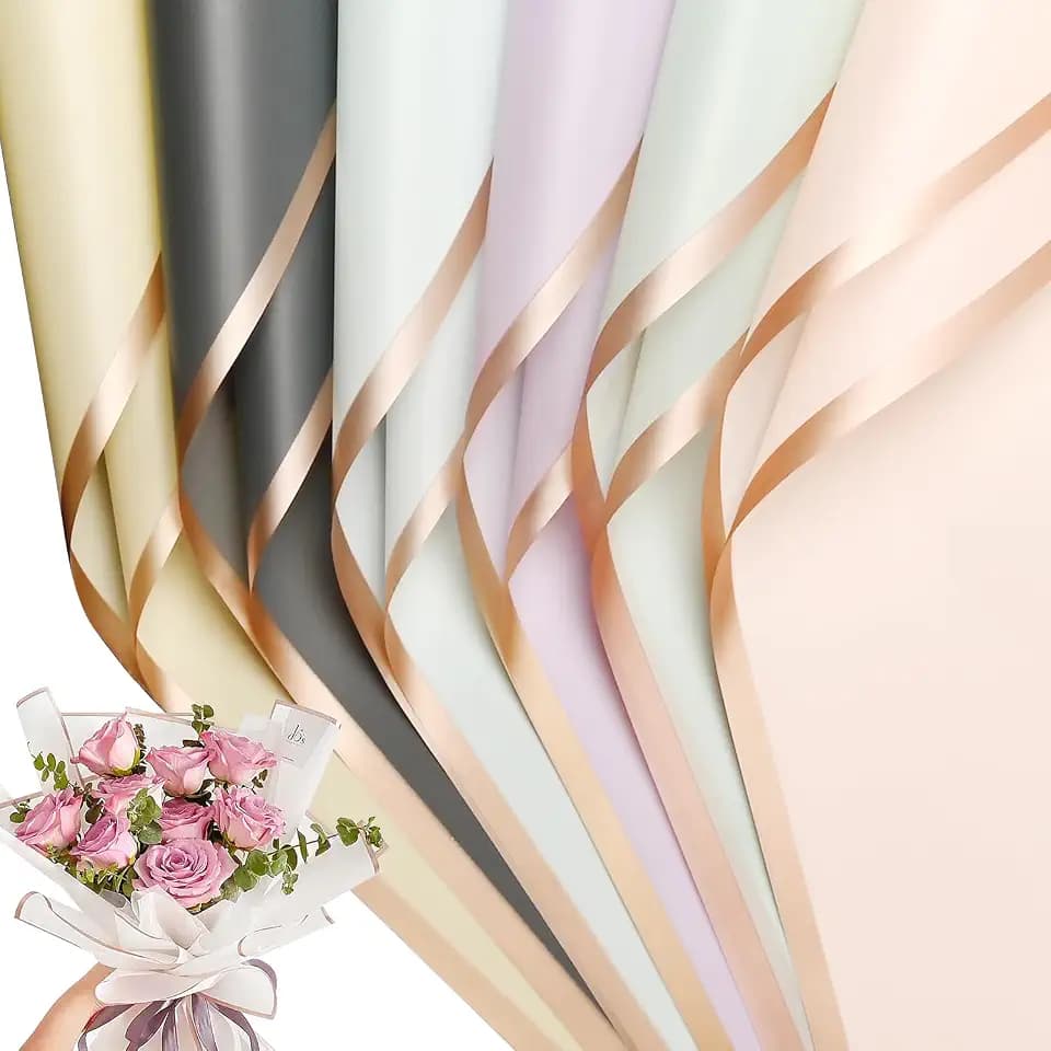 Bupduq 30 Sheets 6 Cool colors Cool Flower Bouquet Wrapping Paper，Florist Supplies Waterproof Floral Bouquet Wrapping Paper Bouquet Accessorie，Flower Shop Packaging Pape for DIY Gift Wedding Birthday