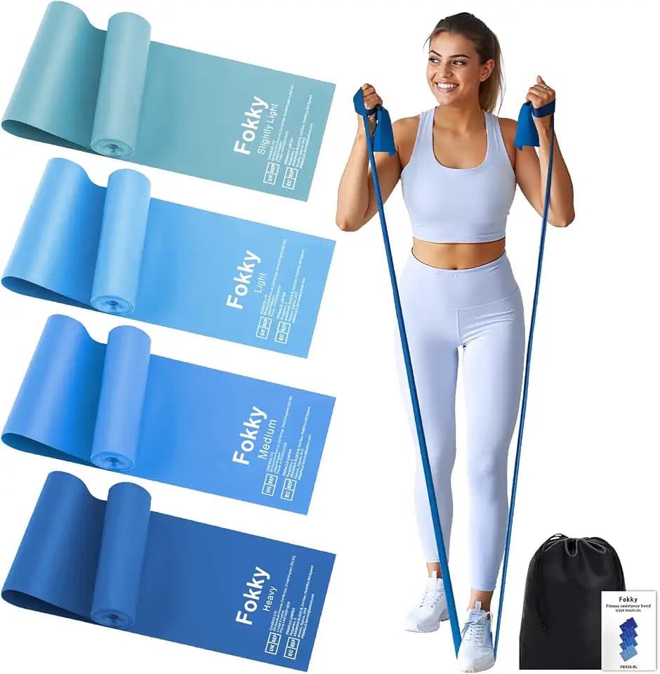 Fokky Fitnessbänder 4er-Set, 2M Resistance Bands,Gymnastikband mit 4 Stufen