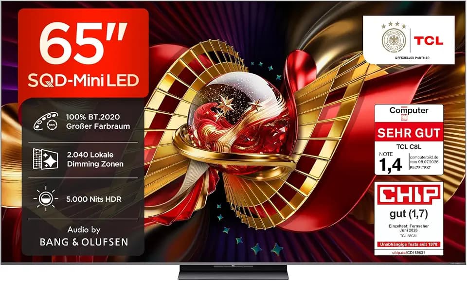TCL 65C8L SQD-Mini LED 65 Zoll Fernseher, 4K Smart TV, Google TV, HDR10+