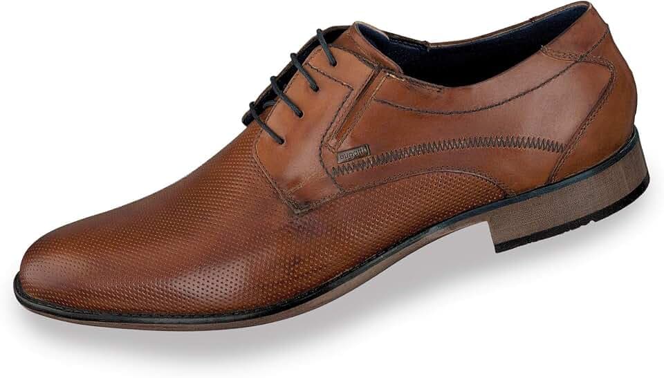 bugatti Herren Business Halbschuh aus Leder, Derby mit Hand Finish und Perforation