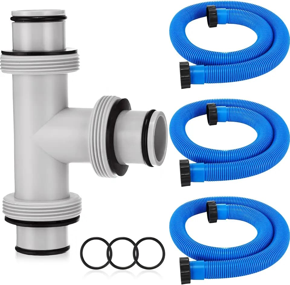 Frienda 1.5" to 1.5" T Joint Pool Hose Connector with 3 Pcs 1.5" Diameter Pump Replacement Hose 59" Long, Pool Hose Adapter and Replacement Accessories Fitting for Filter Pump(Blue)