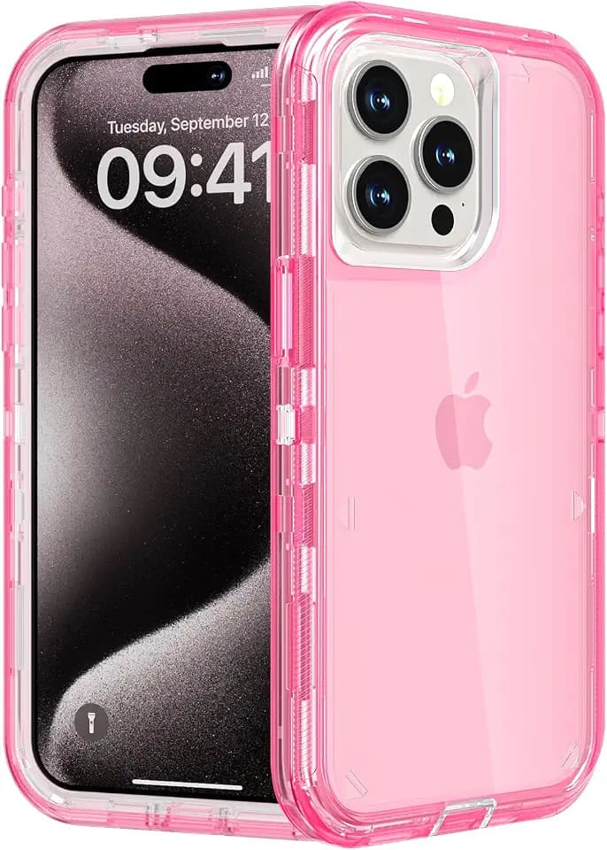 Follaroma for iPhone 15 Pro Max Case, Shockproof, Crystal Pink