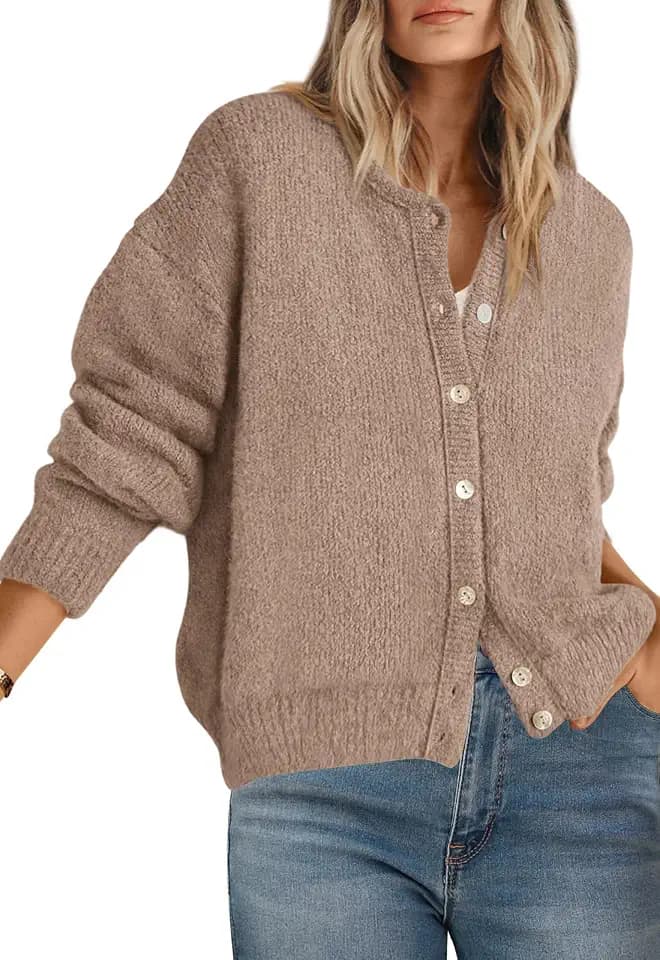 PRETTYGARDEN Long Sleeve Crewneck Button Down Womens Sweaters Fall Clothes