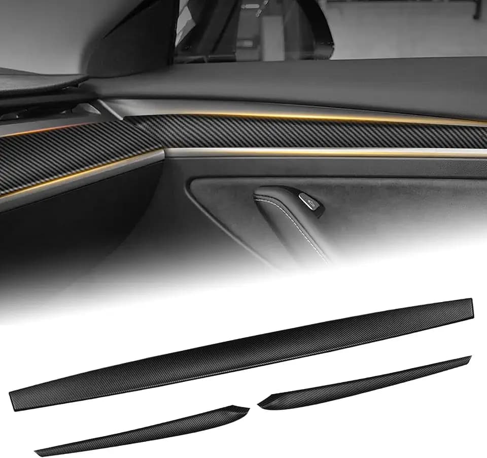 Dashboard Cover & Door Trim for Tesla Model Y/3,Matte Carbon Fiber